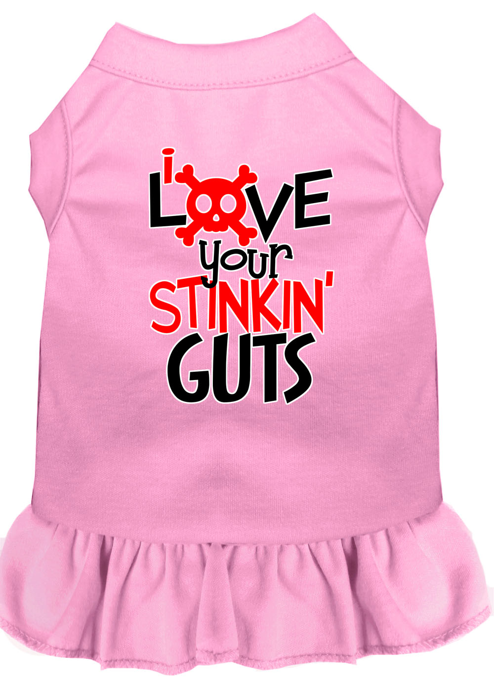Love your Stinkin Guts Screen Print Dog Dress Light Pink 4X